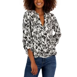 Promo 😉 INC International Concepts 👩 Women's Botanical-Print Button-Up Long-Sleeve 👕 Shirt, Created For Macy's Jungle Cascade A 🎁 -Inc International Sales unnamed file 412