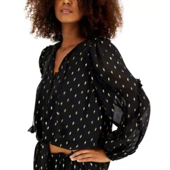 Budget 🎉 INC International Concepts 👩 Women's Side-Ruched Surplice Top, Created For Macy's Deep Black 😉