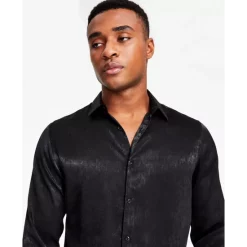 Best deal ❤️ INC International Concepts Men's Regular-Fit Satin 👕 Shirt, Created For Macy's Deep Black 👏 -Inc International Sales unnamed file 495