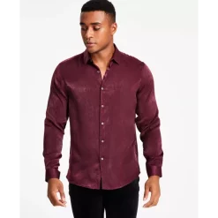 Best deal ❤️ INC International Concepts Men's Regular-Fit Satin 👕 Shirt, Created For Macy's Deep Black 👏 -Inc International Sales unnamed file 497
