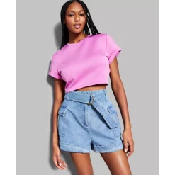 Buy 🌟 INC International Concepts Jeannie Mai X INC Cropped Solid Short Sleeve Top, Created For Macy's Rosebud 🧨 -Inc International Sales unnamed file 513