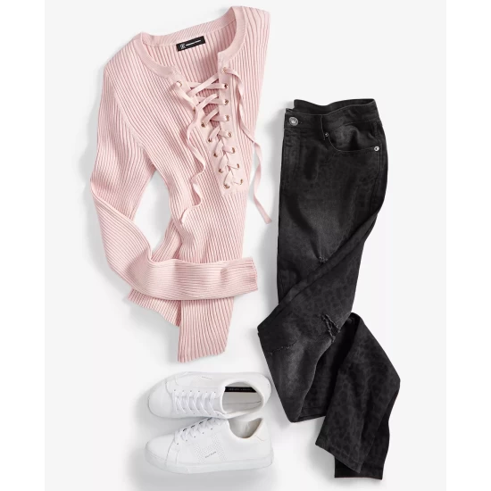 Discount ๐ฅ INC International Concepts ๐ฉ Women's Lace-Up Ribbed Sweater, Created For Macy's Costa Green โ 7 Discount ๐ฅ INC International Concepts ๐ฉ Women's Lace-Up Ribbed Sweater, Created For Macy's Costa Green โ - Image 5