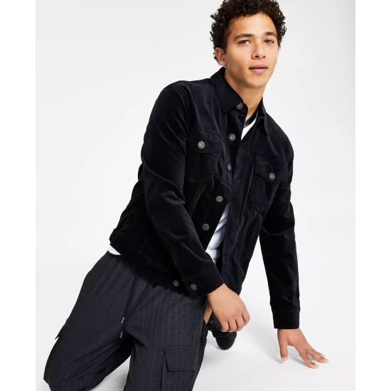 Best deal ๐ INC International Concepts Men's Classic-Fit Solid Velvet Trucker Jacket, Created For Macy's Deep Black ๐ฅฐ 6 Best deal ๐ INC International Concepts Men's Classic-Fit Solid Velvet Trucker Jacket, Created For Macy's Deep Black ๐ฅฐ - Image 4