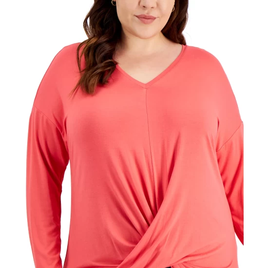 Wholesale โญ INC International Concepts Plus Size Twist Front Top In Print & Solids, Created For Macy's Heather Belle ๐ 7 Wholesale โญ INC International Concepts Plus Size Twist Front Top In Print & Solids, Created For Macy's Heather Belle ๐ - Image 5