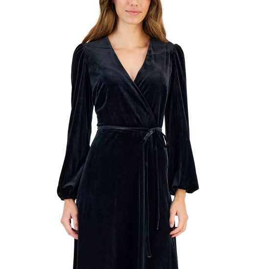 Promo ⭐ INC International Concepts 👩 Women's Faux-Wrap Velour 👗 Dress, Created For Macy's Black 👏 7 Promo ⭐ INC International Concepts 👩 Women's Faux-Wrap Velour 👗 Dress, Created For Macy's Black 👏 - Image 5