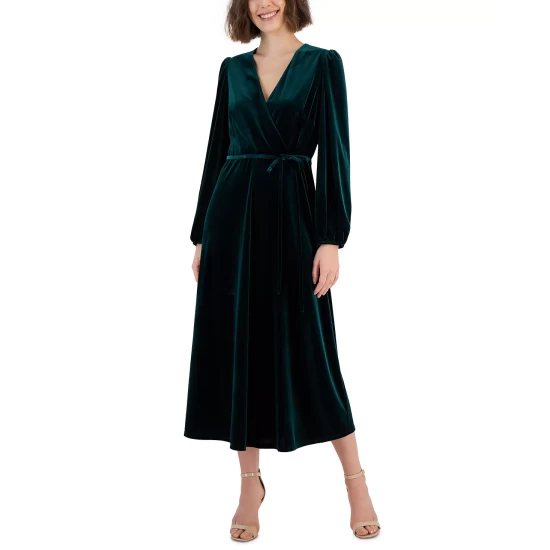Promo ⭐ INC International Concepts 👩 Women's Faux-Wrap Velour 👗 Dress, Created For Macy's Black 👏 8 Promo ⭐ INC International Concepts 👩 Women's Faux-Wrap Velour 👗 Dress, Created For Macy's Black 👏 - Image 6