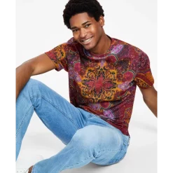 Flash Sale 🥰 INC International Concepts Men's Ero Classic-Fit Short-Sleeve Paisley T-Shirt, Created For Macy's Port 👍 -Inc International Sales unnamed file 582