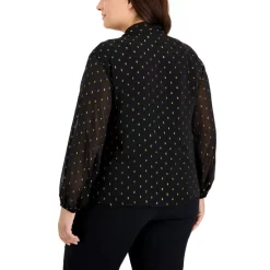 Budget 👏 INC International Concepts INC Plus Size Tie-Neck Blouse, Created For Macy's Deep Black 😀 -Inc International Sales unnamed file 585
