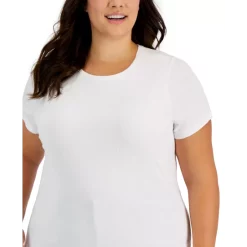 Best deal ✔️ INC International Concepts Plus Size Ribbed Crewneck T-Shirt, Created For Macy's Costa Green 🎁 -Inc International Sales unnamed file 589
