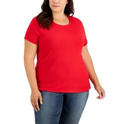 Best deal ✔️ INC International Concepts Plus Size Ribbed Crewneck T-Shirt, Created For Macy's Costa Green 🎁 -Inc International Sales unnamed file 590