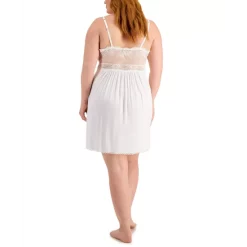 Best deal 🧨 INC International Concepts Plus-Size Lace-Detail Heavenly Soft Chemise, Created For Macy's Bright White 😍 -Inc International Sales unnamed file 634