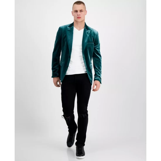 Discount ๐ INC International Concepts Men's Anthony Slim-Fit Velvet Blazer, Created For Macy's Rain Forest ๐ 6 Discount ๐ INC International Concepts Men's Anthony Slim-Fit Velvet Blazer, Created For Macy's Rain Forest ๐ - Image 4