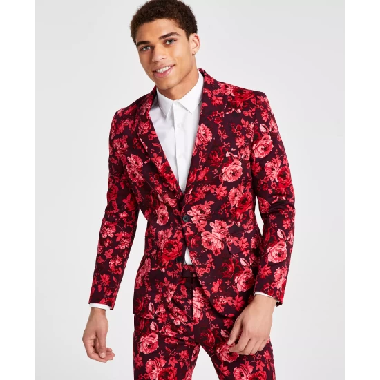 Discount 👍 INC International Concepts Men's Roscoe Slim-Fit Floral-Print Suit Jacket, Created For Macy's Cut Ruby ✔️ 7 Discount 👍 INC International Concepts Men's Roscoe Slim-Fit Floral-Print Suit Jacket, Created For Macy's Cut Ruby ✔️ - Image 5