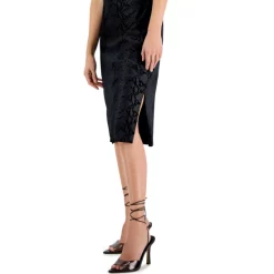 Outlet 👏 INC International Concepts 👩 Women's Velvet Snakeskin-Print Midi 👗 Dress, Created For Macy's Black ⭐ -Inc International Sales unnamed file 716