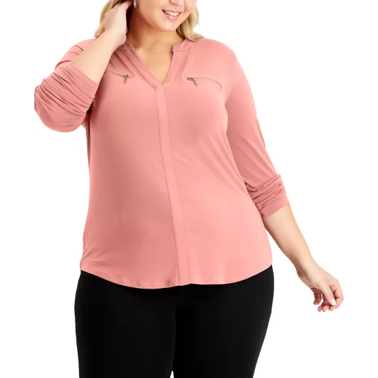 Deals ๐ INC International Concepts Plus Size Zip-Pocket Top, Created For Macy's Maize Yellow ๐ 5 Deals ๐ INC International Concepts Plus Size Zip-Pocket Top, Created For Macy's Maize Yellow ๐ - Image 3