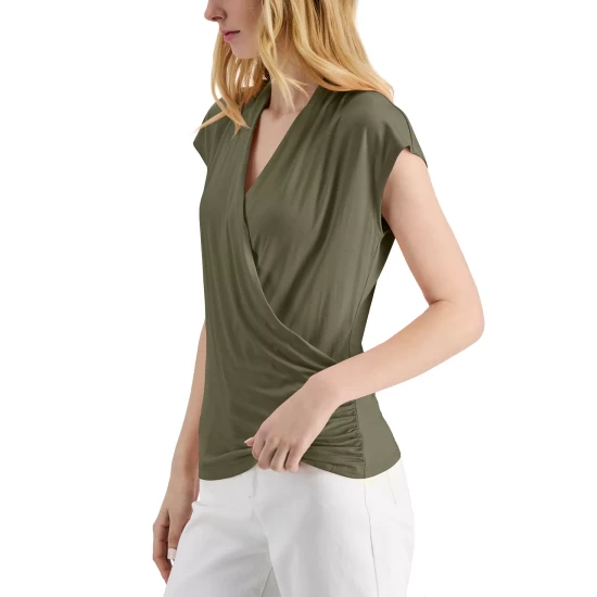 Outlet โค๏ธ INC International Concepts ๐ฉ Women's Surplice V-Neck Top, Created For Macy's Burnt Olive ๐ฏ 6 Outlet โค๏ธ INC International Concepts ๐ฉ Women's Surplice V-Neck Top, Created For Macy's Burnt Olive ๐ฏ - Image 4