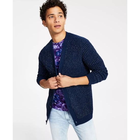 Best deal 🌟 INC International Concepts Men's Twisted Classic-Fit Metallic Ribbed-Knit Cardigan, Created For Macy's Deep Black 🔥 8 Best deal 🌟 INC International Concepts Men's Twisted Classic-Fit Metallic Ribbed-Knit Cardigan, Created For Macy's Deep Black 🔥 - Image 6