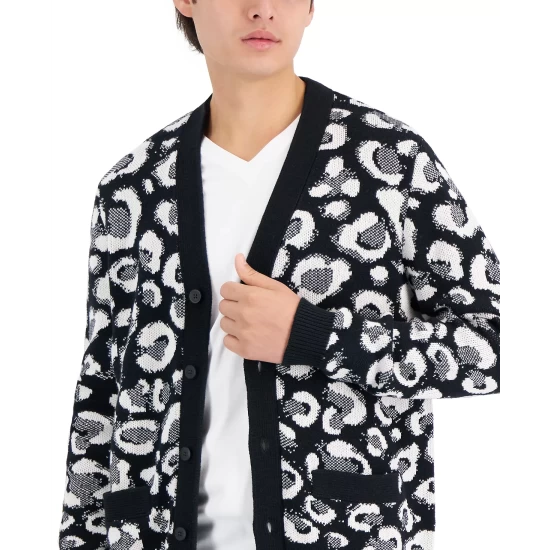 Best Pirce 🔥 INC International Concepts Men's Crosby Cheetah Cardigan, Created For Macy's Deep Black 🔥 6 Best Pirce 🔥 INC International Concepts Men's Crosby Cheetah Cardigan, Created For Macy's Deep Black 🔥 - Image 4