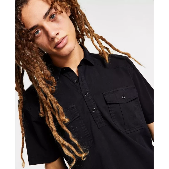 Promo 🔔 INC International Concepts I.N.C. International Concepts® Men's Regular-Fit Popover Western 👕 Shirt, Created For Macy's Bright White 🌟 6 Promo 🔔 INC International Concepts I.N.C. International Concepts® Men's Regular-Fit Popover Western 👕 Shirt, Created For Macy's Bright White 🌟 - Image 4