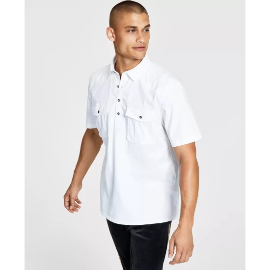 Promo 🔔 INC International Concepts I.N.C. International Concepts® Men's Regular-Fit Popover Western 👕 Shirt, Created For Macy's Bright White 🌟 7 Promo 🔔 INC International Concepts I.N.C. International Concepts® Men's Regular-Fit Popover Western 👕 Shirt, Created For Macy's Bright White 🌟 - Image 5