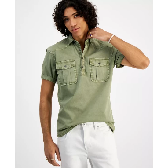 Promo 🔔 INC International Concepts I.N.C. International Concepts® Men's Regular-Fit Popover Western 👕 Shirt, Created For Macy's Bright White 🌟 8 Promo 🔔 INC International Concepts I.N.C. International Concepts® Men's Regular-Fit Popover Western 👕 Shirt, Created For Macy's Bright White 🌟 - Image 6