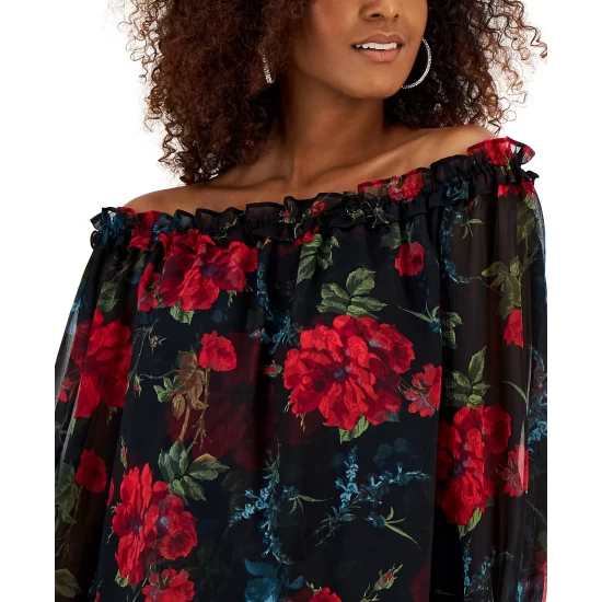 Cheap 🤩 INC International Concepts 👩 Women's Printed Off-The-Shoulder Blouse, Created For Macy's Moody Floral ❤️ 6 Cheap 🤩 INC International Concepts 👩 Women's Printed Off-The-Shoulder Blouse, Created For Macy's Moody Floral ❤️ - Image 4