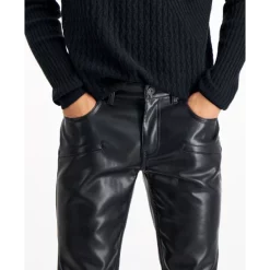 Best Pirce 👏 INC International Concepts Men's Slim-Straight Fit Faux-Leather 👖 Jeans, Created For Macy's Deep Black ⌛ -Inc International Sales unnamed file 887