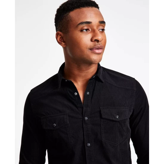 Cheap 💯 INC International Concepts Men's Jonny Regular-Fit Corduroy Western 👕 Shirt, Created For Macy's Deep Black 🎁 4 Cheap 💯 INC International Concepts Men's Jonny Regular-Fit Corduroy Western 👕 Shirt, Created For Macy's Deep Black 🎁 - Image 2