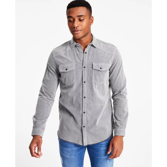 Cheap 💯 INC International Concepts Men's Jonny Regular-Fit Corduroy Western 👕 Shirt, Created For Macy's Deep Black 🎁 5 Cheap 💯 INC International Concepts Men's Jonny Regular-Fit Corduroy Western 👕 Shirt, Created For Macy's Deep Black 🎁 - Image 3