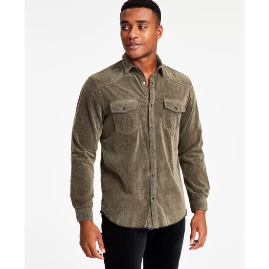 Cheap 💯 INC International Concepts Men's Jonny Regular-Fit Corduroy Western 👕 Shirt, Created For Macy's Deep Black 🎁 6 Cheap 💯 INC International Concepts Men's Jonny Regular-Fit Corduroy Western 👕 Shirt, Created For Macy's Deep Black 🎁 - Image 4