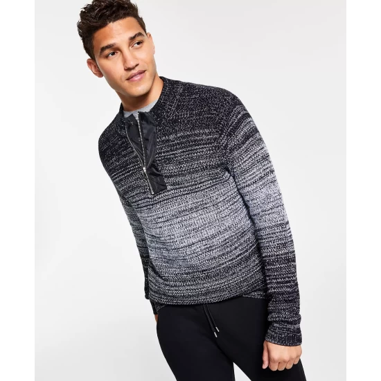 Outlet 🥰 INC International Concepts Men's Quarter-Zip Ombré Sweater, Created For Macy's Deep Black 🎉 6 Outlet 🥰 INC International Concepts Men's Quarter-Zip Ombré Sweater, Created For Macy's Deep Black 🎉 - Image 4