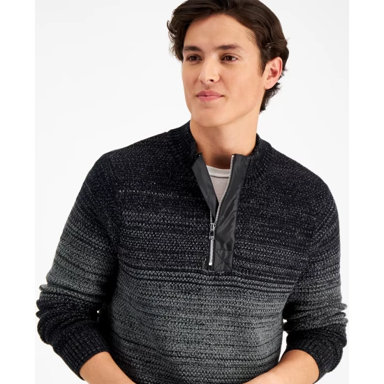 Outlet 🥰 INC International Concepts Men's Quarter-Zip Ombré Sweater, Created For Macy's Deep Black 🎉 7 Outlet 🥰 INC International Concepts Men's Quarter-Zip Ombré Sweater, Created For Macy's Deep Black 🎉 - Image 5