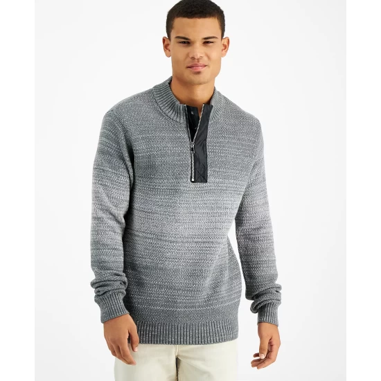 Outlet 🥰 INC International Concepts Men's Quarter-Zip Ombré Sweater, Created For Macy's Deep Black 🎉 9 Outlet 🥰 INC International Concepts Men's Quarter-Zip Ombré Sweater, Created For Macy's Deep Black 🎉 - Image 7