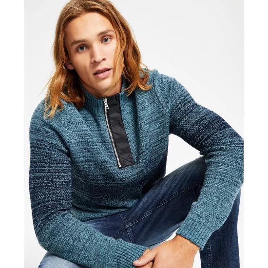 Outlet 🥰 INC International Concepts Men's Quarter-Zip Ombré Sweater, Created For Macy's Deep Black 🎉 10 Outlet 🥰 INC International Concepts Men's Quarter-Zip Ombré Sweater, Created For Macy's Deep Black 🎉 - Image 8
