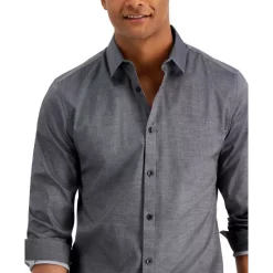 Buy ๐ INC International Concepts Men's Long-Sleeve Embellished-Collar ๐ Shirt, Created For Macy's Bright White ๐คฉ