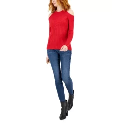 Promo 😉 INC International Concepts Petite Cold-Shoulder Metallic-Knit Sweater, Created For Macy's Silver Shine ✔️ -Inc International Sales unnamed file 942